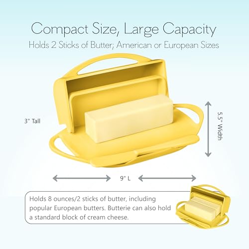 Image of Butterie Flip-Top Butter Dish with Matching Spreader (Yellow)