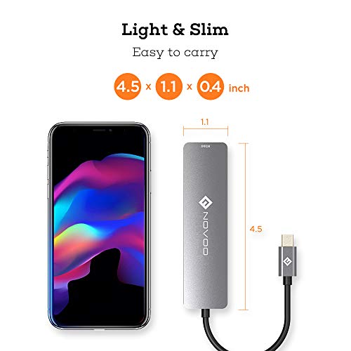 Image of USB C Hub HDMI, MacBook Pro Adapters with 100W PD, NOVOO 6 in 1 Adapter 4K to HDMI, 2 USB 3.0 Ports and SD /TF Cards Reader for iPad Pro /MacBook Pro Air /Type C Devices