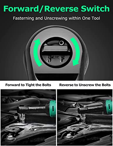 Image of KIMO Cordless Extended Ratchet Wrench Baretool, 3 /8 inch 40 Ft-lbs 400 RPM 12V Long Reach Electric Ratchet Wrench-Bare Tool Only