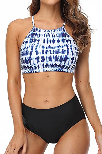 Image of CharmLeaks Women's Bikini Sets High Neck Two Piece Swimsuits Sport Bathing Suits