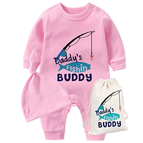 YSCULBUTOL Baby Twins Father Day Toddler Girl Clothes Daddy Fishing Buddy Baby Romper Birthday Dress