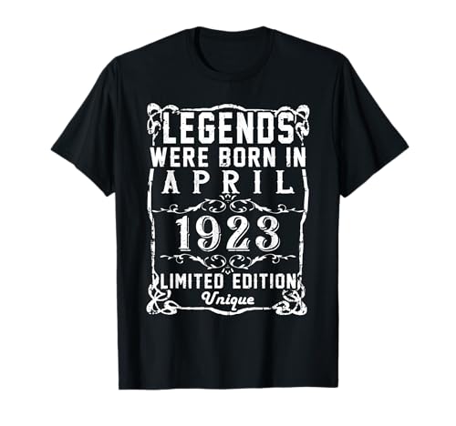 Cumpleaños Abril 1923 Edición Limitada Regalo April Camiseta