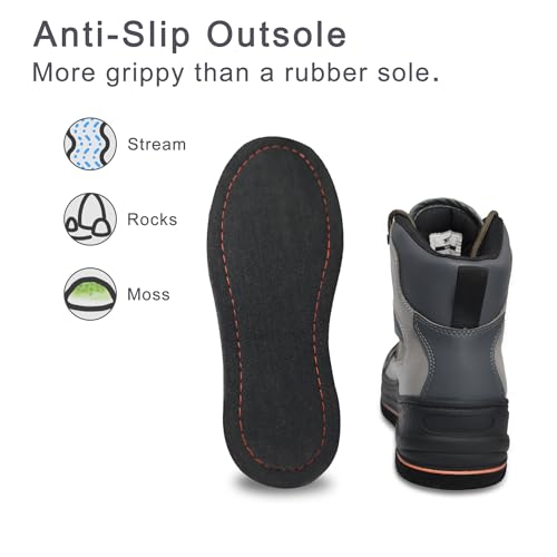 8 Fans Men's Wading Boots Non-Slip Felt Sole, Superior Comfort for Anglers, Perfect for Fly Fishing3