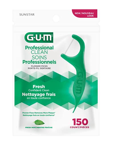 Gum-889Dd Professional Clean Flossers Extra Strong Flosser Pick, Fresh Mint, 150 Count #TOP1