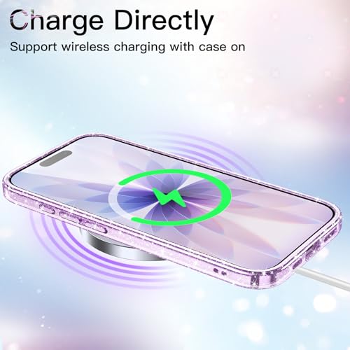 Image of JETech Glitter Case for iPhone 17, Purple | Sparkly Glitter Design, Shockproof Cover, Clear Back, Stylish Look