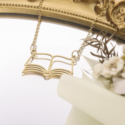 Kivosliviz Book Jewelry for Women Gifts Book Club Bookish Stuff Readers and Books Lover Necklace Book Merch3