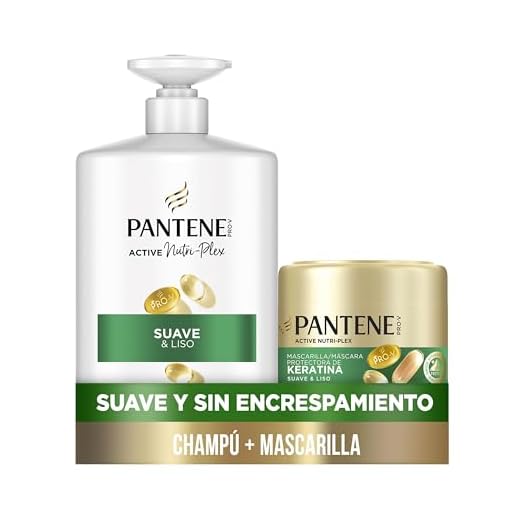 Pantene Pro-V Suave Y Liso Champú 1000ml Dispensador, Y Mascarilla Protectora De Keratina 500ml, Pelo Encrespado Y Apagado