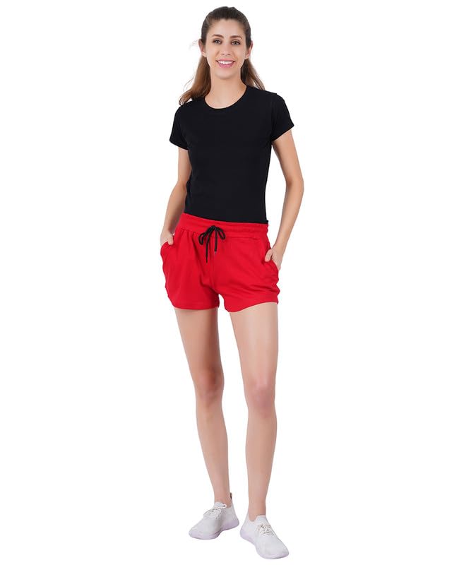 Image of Blacktail Women's Mid Rise Elastic Waist Regular Fit Comfy Breathable Cotton Printed Summer Shorts Combo (Multicolor)-Pack of 1 and 2