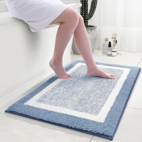 smiry Microfiber Non-Slip Bath Mats for Bathroom Extra Soft Absorbent Bathroom Mats Rugs