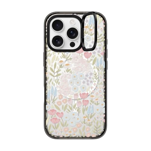 Coque iPhone 16 Pro CASETiFY Eleanor noire transparente avec anneau béquille et MagSafe