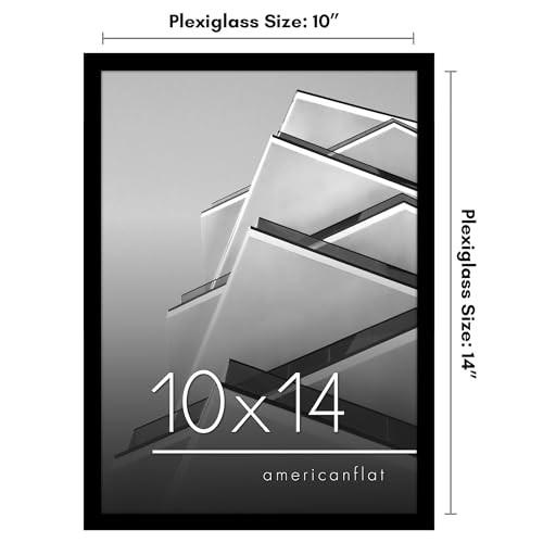 Americanflat 10x14 Picture Frame with Shatter-Resistant Glass - Streamline Collection - Thin Border Picture Frame for Wall Display - Hanging Hardware Included - Black