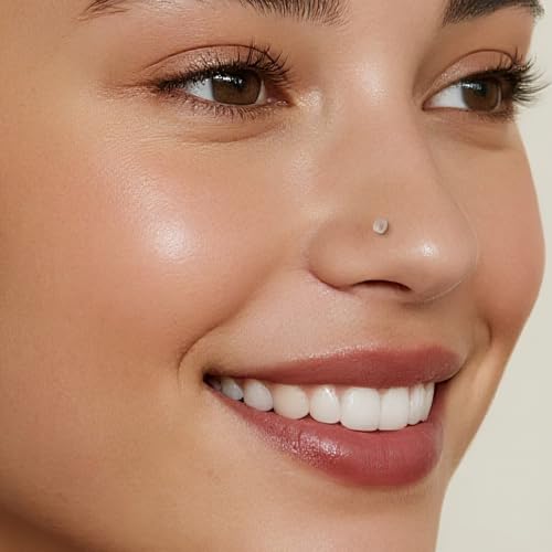Clear Nose Stud for Work Women and Men Set - 12Pcs 18G 20G Bioflex Plastic L Shape Nose Rings Body Clear Piercing Retainer Flat Top Size 2mm for Sports Surgery Earring Lip Nose New Perforation2