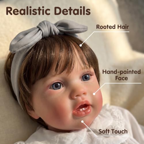 Muñeca Reborn bebé de 24 pulgadas suave para niños miniatura 5