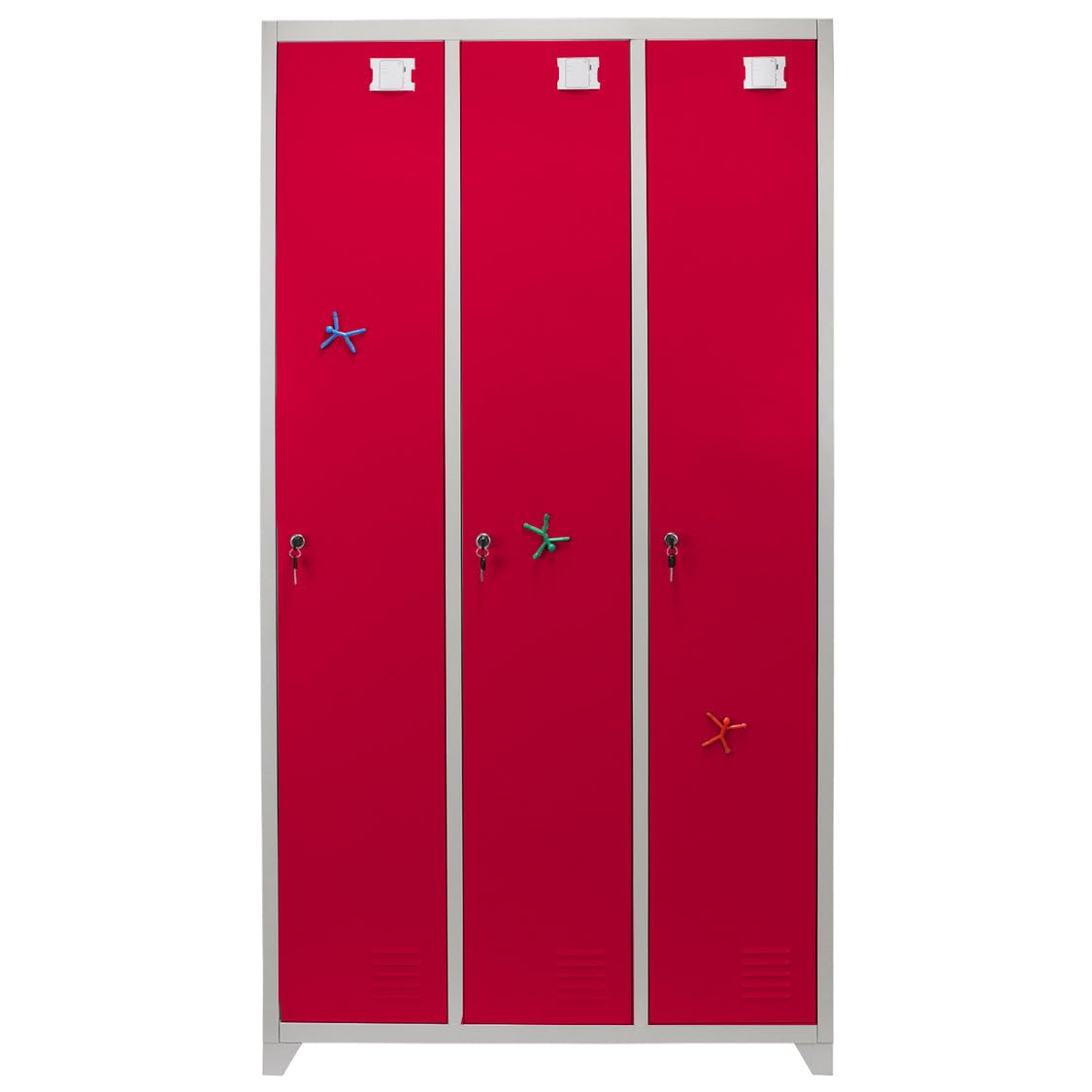 Casier Métallique Rouge et Gris 1 Porte 180x90x50 cm pour Vestiaires Gym École Bureau