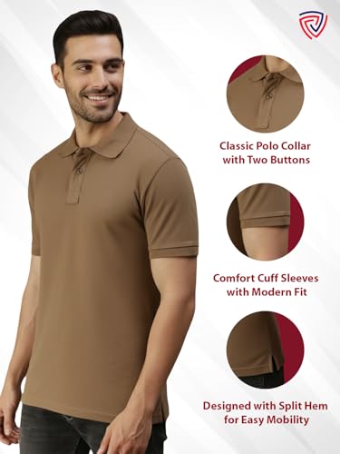 Image of Lux Cozi Men's Cotton Solid Polo Tshirt | Collar Tshirts | Half Sleeves | Stylish & Premium All Day Wear | Pack of 1