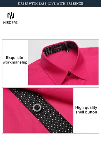 Image of HISDERN Mens Business Dress Shirts Long Sleeve Casual Button Down Shirt Formal Inner Collar Contrast Shirt for Men Wedding
