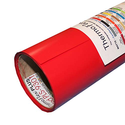 ThermoFlex Plus 15" Roll, Iron on Heat Transfer Vinyl, HTV (Red, 25 Feet)