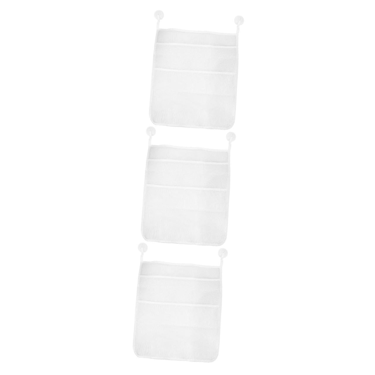 TOPBATHY 3pezzi Borsa Da Doccia Per Ventosa Contenitore Per Giocattoli Organizer Per Bagnetto Rete Scomparti Per Bagno Bianco