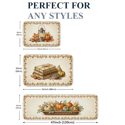 Tapis de cuisine orange automne rustique lavable pour sol évier et entrée