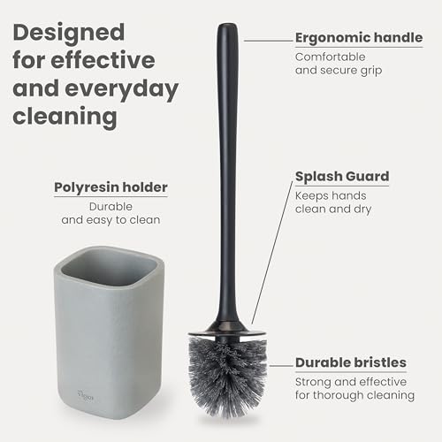 Image of Vigar Zense Toilet Brush and Holder Set, Polyresin Stone, Concrete