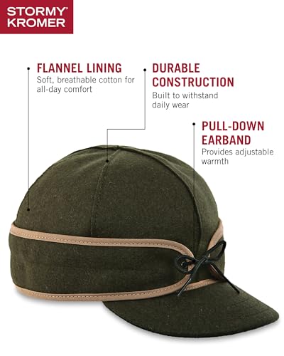 Image of Stormy Kromer The Original Cap, Wool Blend Hat, Warm Winter Outdoor Cap with Flannel Lining, Earflaps, for Men and Women