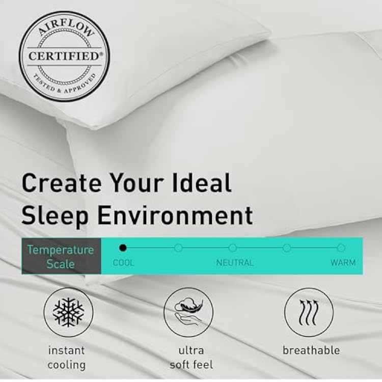 Bedgear Ver-Tex Sheet Set Cooling Bed Sheets, Ultra-Soft Feel, Powerband Secure Fit Fitted Sheet, Flat Sheet, 2 Pillowcases Cooler Fabric, Breathable, Comfortable Bedding, Queen, Bright White