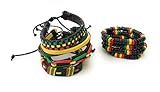 8-teiliges Armband-Set mit Rasta-Bob-Marley-Armband aus gewebtem Leder