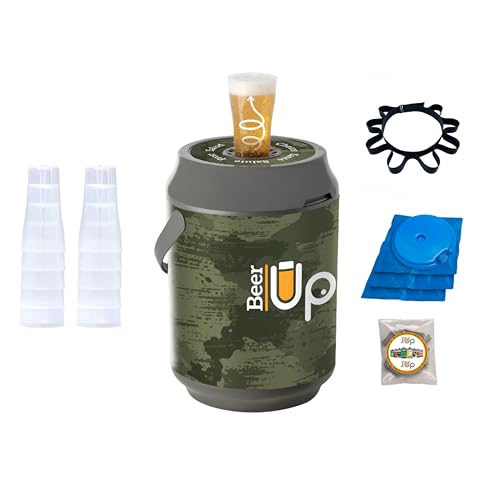 BEER UP 'Nature' + Ceinture porte verres Tireuse à bières portative - 10 verres - fûts Beertender - 20h de froid sans électricité - remplissage par le fond