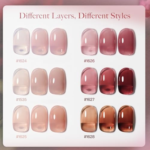 Gaoy Gel Nail Polish Kit With Uv Light For Beginners, 6 Colors Nude Red Pink Brown Sheer Gel Polish, Gel Nail Kit With Top Coat And Base Coat For Diy Gel Manicure At Home thumb #2