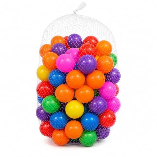 HH Home Hut Soft Plastic Mini Play Balls Multi Vibrant Colours - durable No Sharp Edges Non Toxic Phthalate & BPA Free - Use in Kids or Toddler Ball Pit (MULTI COLOURED 100 BALLS)