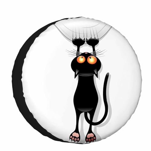 Image of Cat Spare Tire Cover for RV Trailer Angry Witch Cat Scratching The Curtain Wheel Protectors Weatherproof Polyester Tire Case for All Cars SUV Camper Travel 15 inch