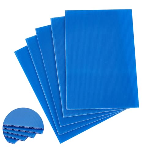 Image of AHANDMAKER 5 Pcs Blue Corrugated Plastic Sheets, 7.8x11.8 Inch, 3mm Thick Blank Yard Signs for DIY Crafts, Indoor and Outdoor Party Decor