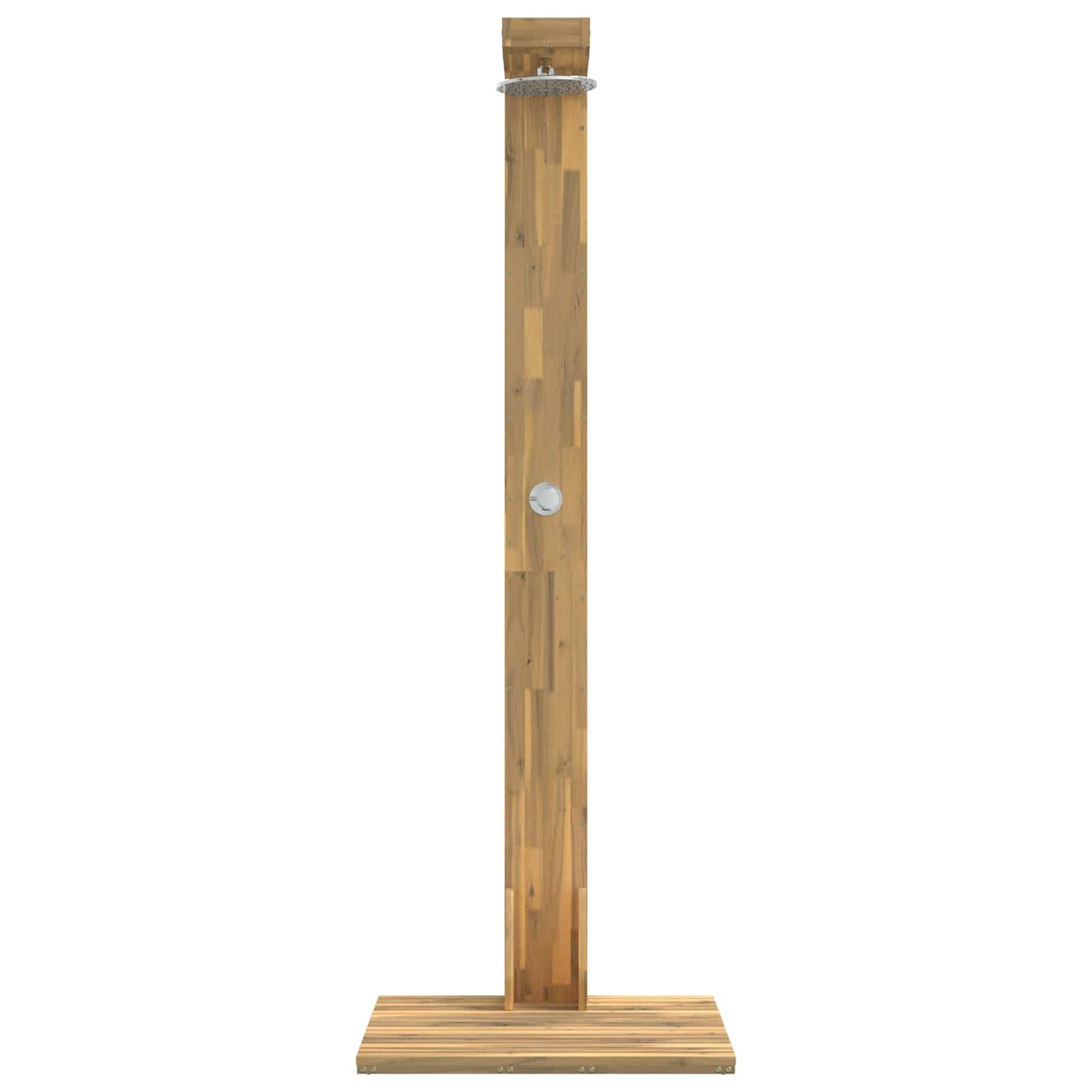 vidaXL Ducha Exterior 210,5 cm Blanco, Ducha Exterior Moderna, Rectangular, de Madera de Acacia y Acero Inoxidable, Altura Ajustable, Cabezal rotatable, Resistente al cl