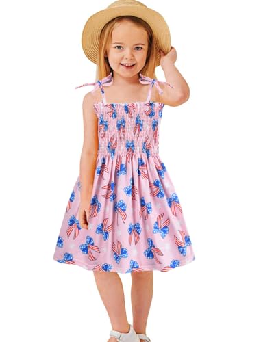CM-Kid Girls July 4th Dress Red White Blue Star Toddler Patriotic Outfit American Flag Sundress 2-8 Years2