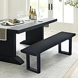 COLAMY Black Wood Dining Bench, 48 Inch Wooden Kitchen Dining Bench, Farmhouse Dining Bench, Entryway Bench, End of Bed Bench, Dining Bench Seat, Black