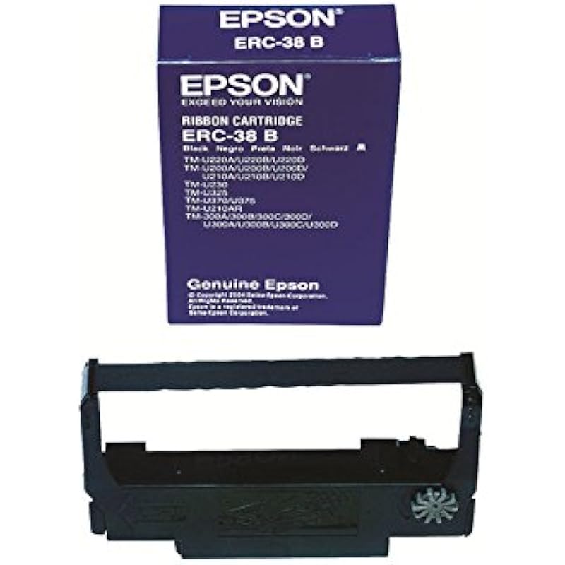 Epson ERC-38B-CASE Black Ink Ribbon for use in TM-U220, TM-U210, TM-U230, TM-U325, TM-U375, TM-U300, TM-U200 (Pack of 10)