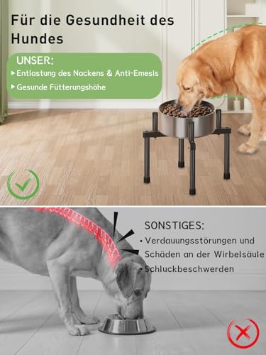 EKNITEY Erhöhter Verstellbarer Hundenapf Ständer - Metall Hunde Fressnapf Ständer für Mittelgroße & Kleine Hunde, Breitenverstellbar rutschfest Hundenapf Ständer, Schale Nicht enthalten