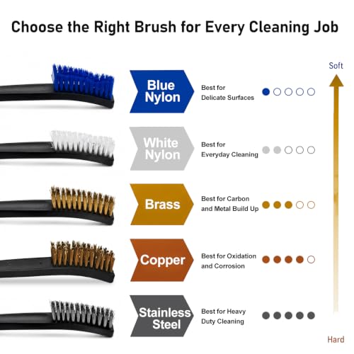 Image of 10 Pcs Gun Cleaning Brushes, 5 Bristle Types for Detail Cleaning
