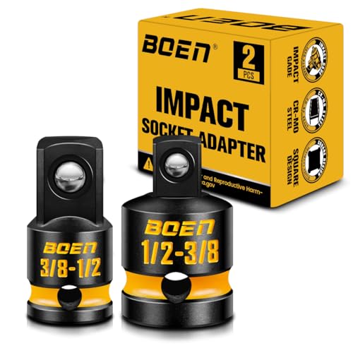 Mr.wintek Adapter 1/2 zoll auf 3/8 zoll 3/8 zoll auf 1/2 zoll Schlagadapter Kraft-Stecknuss-Adapter mit gelber Prägung Chrom Molybdän Stahl