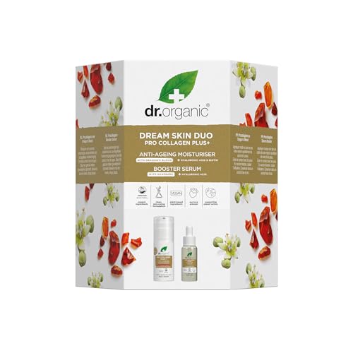Dr Organic Pro Collagen Dream Skin Duo with Moisturiser & Serum, Hyaluronic Acid, Smooth Fine Lines & Wrinkles, Anti-Ageing