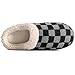 UBFEN Mens Womens Slippers Classic Plaid Winter Warm with Memory Foam Fluffy House Shoes Platform Indoor Bedroom A Black Grey 13-14 Women/11-12 Men