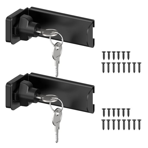 Image of 3.3 inch Keyed Sliding Barn Door Lock, 90 Corner Latch (Black-2 Pcs)