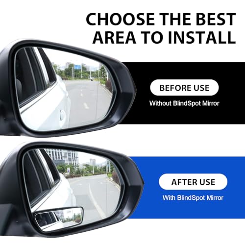 MLY 2PCS Blind Spot Mirror, 3.7" x 1.4" Rectangle Adjustable Car Blind Spot Mirror, HD Glass Wide Angle Curved Rearview Mirrors, Universal Adhesive Blindspot Mirrors 2 Pack for Most Cars (Black) - Image 8