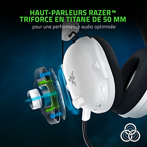Razer BlackShark V2 Pro pour PC - Casque Gaming Esports Premium sans Fil (Bluetooth, Haut-parleurs Triforce Titanium de 50mm, Microphone HyperClear Cardioïde) Blanc