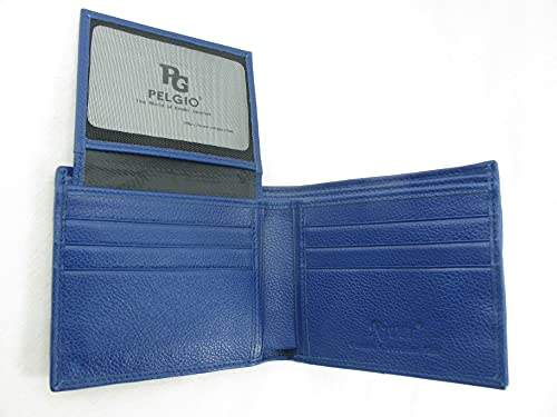 Image of Pelgio Genuine Crocodile Alligator Backbone Skin Leather Bifold Wallet ([B1] 6 Card Slots + 2 ID Windows + 2 Compartment for Bills, Ultramarine Blue)