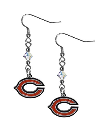 NFL Siskiyou Sports Womens Chicago Bears Crystal Dangle Earrings One Size Team Color