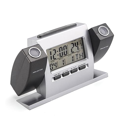 Cabilock Modern Digital Alarm Clock Projection Time Temperature Fahrenheit/Celsius Easy to Read Sleep Silent