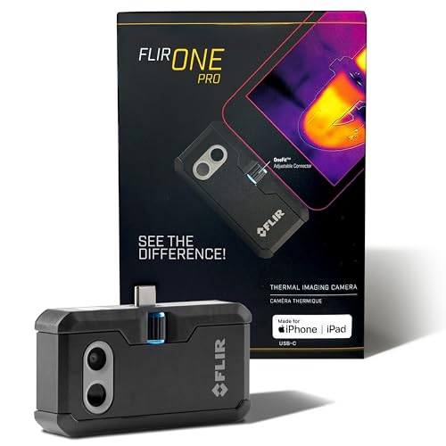 Flir One Pro - Thermal Imaging Camera for iOS Smartphones (iPhone 15 and Newer w/USB-C), 480x360 Super Resolution (160x120 Native IR)