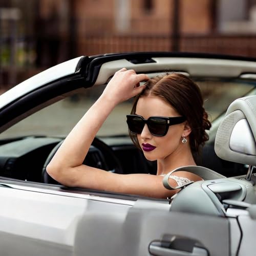 Image of HAOLOTA Polarized Fit Over Glasses Sunglasses for Women Men Trendy Square Wrap Around Shades UV Protection