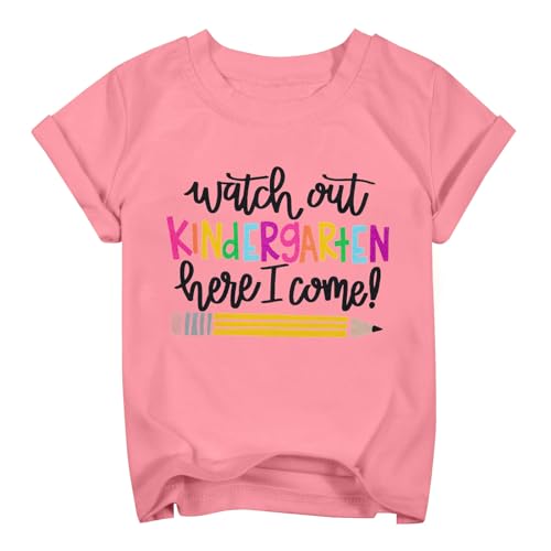 Kindergarten Shirts for Girls Watch Out Kindergarten Here I Come Shirt Kids Back to School T Shirt Children School Tee Pink